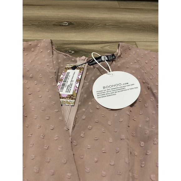 NWT boohoo Long Sleeve‎ MIDI SMOCK DRESS US Size 6 Color Blush - Picture 2 of 5